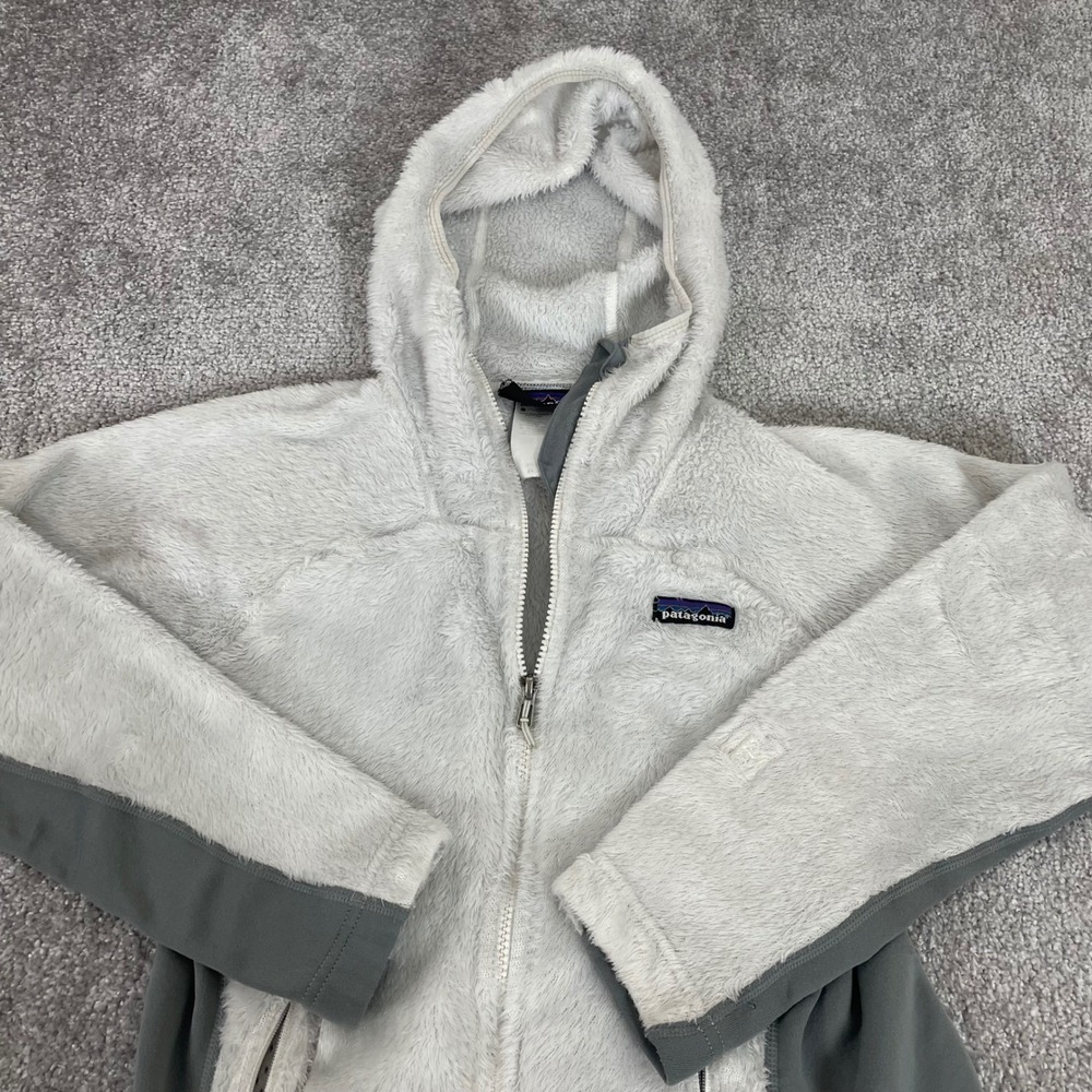 Patagonia R3 Hi Loft Hoody Womens Extra Small Fleece Hoodie Full Zip Jacket Grey